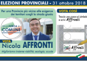 ELEZIONI PROVINCIALI PAVIA – 31 OTTOBRE 2018 – VOTA NICOLA AFFRONTI – LISTA “UNA FORZA IN COMUNE”