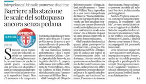 Superare le barriere architettoniche nella Stazione di Voghera, la battaglia UDC continua