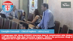 Voghera-Milano interrotta dal 21 luglio: pendolari inascoltati. L’intervento del Capogruppo UDC Nicola Affronti in Consiglio Comunale