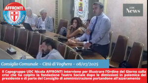 TEATRO IN CRISI: BASTA SILENZI! intervento in Consiglio Comunale del Capogruppo UDC Nicola AFFRONTI per chiedere chiarezza e trasparenza sulla grave crisi che ha travolto la Fondazione Teatro Sociale di Voghera.